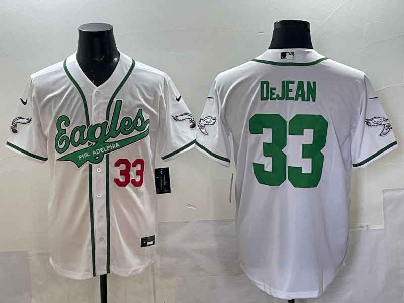 Men 2025 Philadelphia Eagles #33 Dejean white 2th generation Joint Name Nike Limited NFL Jersey style 002